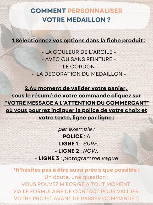 MÉDAILLON SURF - personnalisable