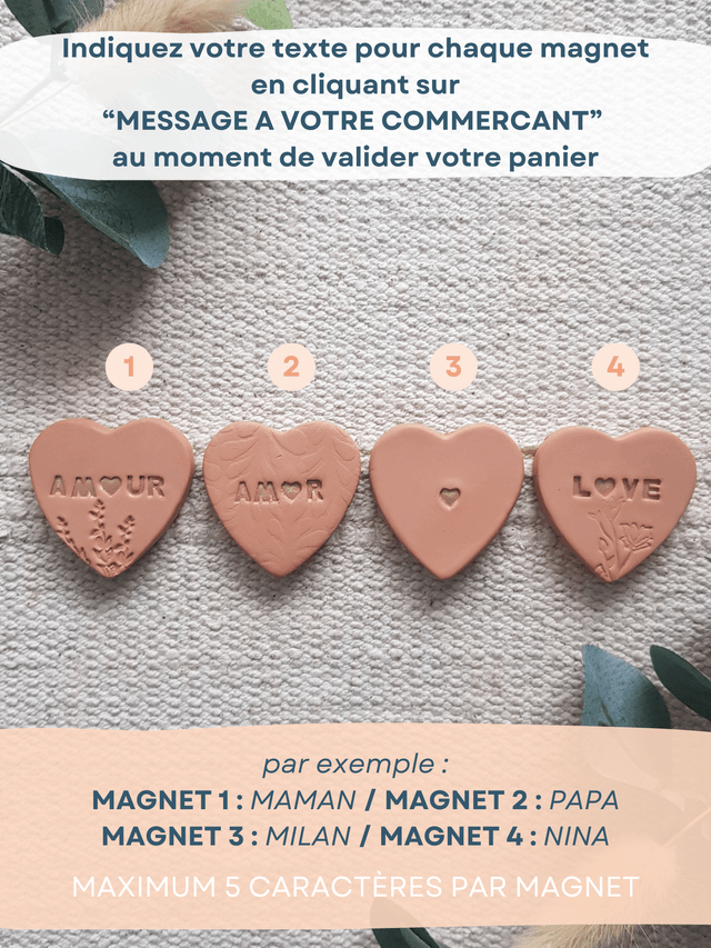 LOT DE 4 MAGNETS - COEURS